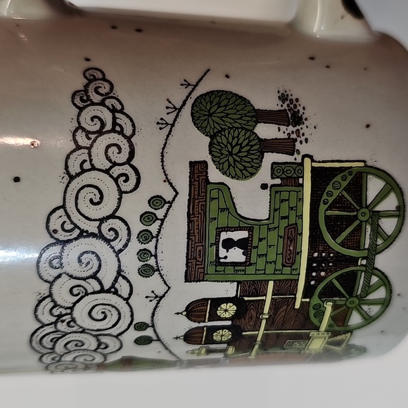 Vintage Brown Speckled Gray Japan Locomotive Train Coffee Tea Mug - Picture 4 of 12